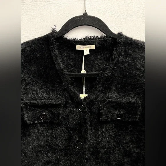 Max Studio Fur Black Vest With Pockets, Style 2707620, Size Medium NWT - Picture 3 of 12